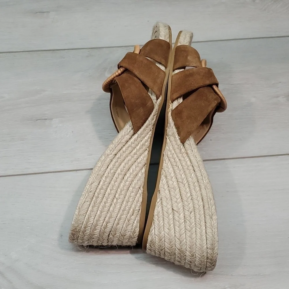 Veronica Beard Womens Espadrille Wedge Leather Sandals shoes sz 8.5